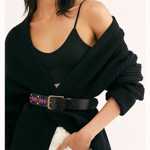 NWOT Free People Brown Embroidered Belt - Picture 2 of 8